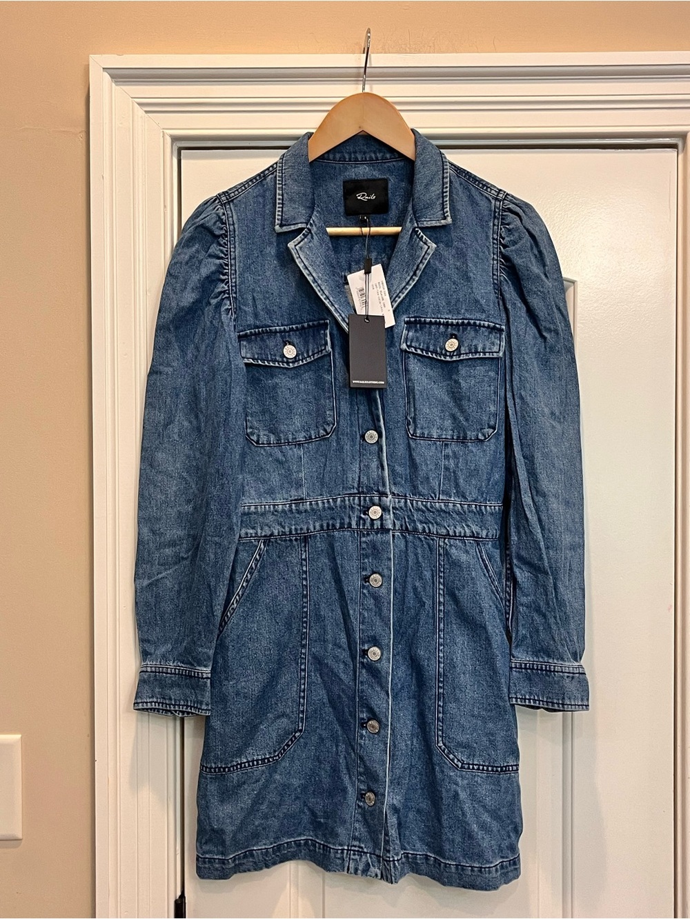 NWT Joie Blue Elaine Denim Long Sleeve Shirt Dress
